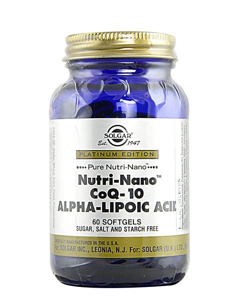 Nutri Nano Coq 10 Alpha Lipoic Acid By Solgar 60 Softgels