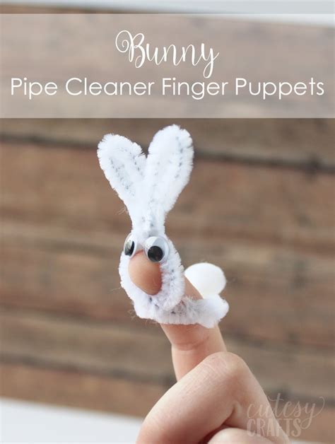 Easter Craft for Kids - Bunny Pipe Cleaner Finger Puppet - Cutesy Crafts