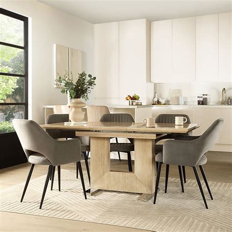 Florence Extending Dining Table Clara Chairs Travertine Stone