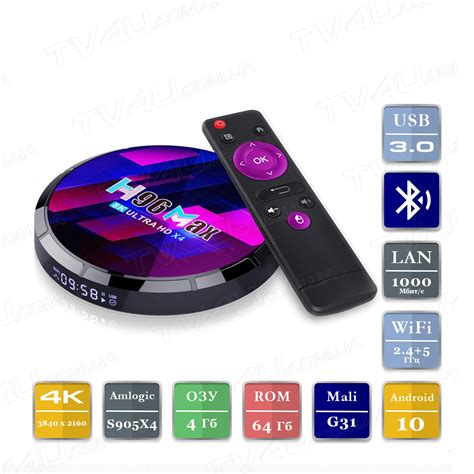 H96 Max X4 4/64 Гб Android 10 Smart TV Box ТВ приставка • Интернет ...