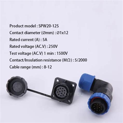 Online Sp20 Ip68 Elbow Square Flange Wire Waterproof Connector 1234