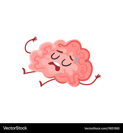 Funny tired stressed out brain sweating and lying Vector Image