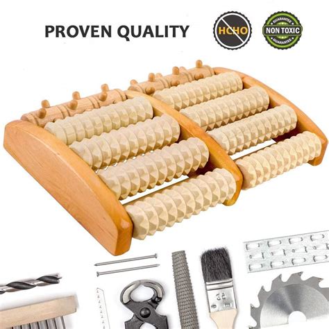 Joshjt Foot Massager Roller Wooden Dual Foot Massagers Help To Relieve