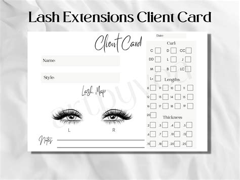 Lash Extension Client Record Card Eyelash Extension Client Record Card Printable Client Record