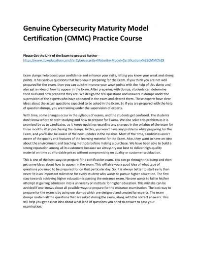 PDF Genuine Cybersecurity Maturity Model Certification CMMC