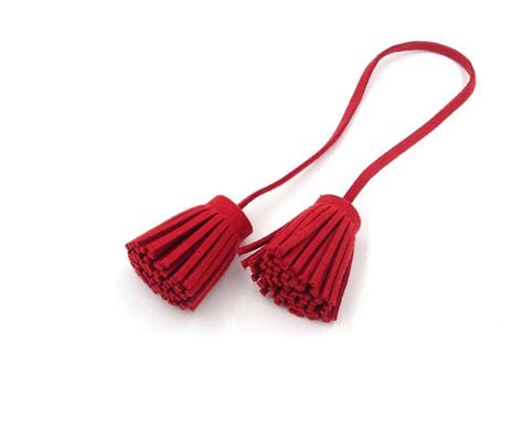 4 Red Cords With Attached Tassel Ends Etsy Tassels Deep Red Bag Tags