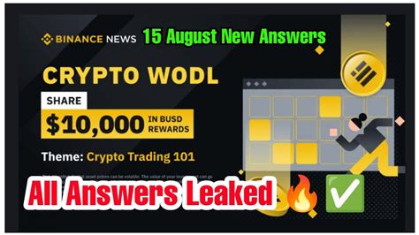 Binance Crypto Wodl New Answers 15 August Binanve Crypto Wodl Game