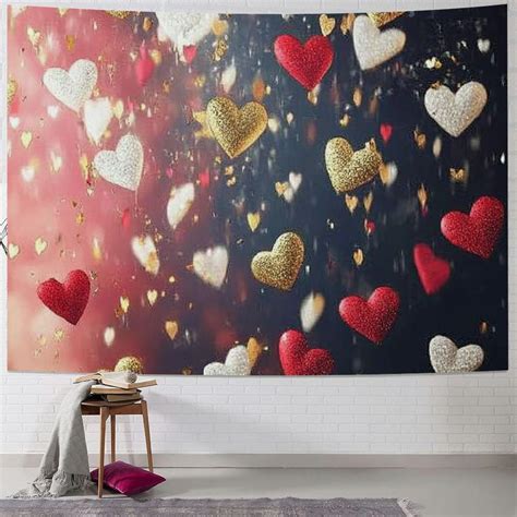 Creowell Hearts Confetti Love Valentine S Day Tapestry Wall Hanging