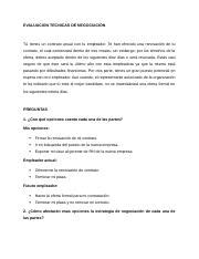 Evaluacion Tecnicas De Negociaci N Docx Evaluacion Tecnicas De