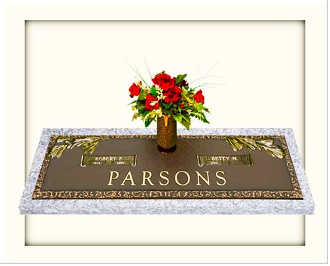 Companion Bronze Grave Markers And Bronze Plaques With Vase