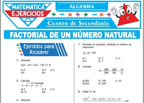 Ejercicios De Factorial De Un N Mero Natural Para Cuarto De Secundaria