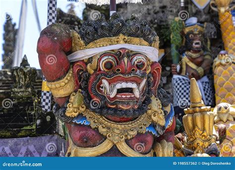 Traditional Balinese Demon Statue In The Street Temple Island Bali