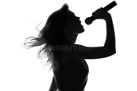 Silhouette Of A Woman Singing With A Microphone In Hands AFF Woman