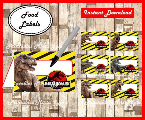 Jurassic Park Food Labels Printable Jurassic Park Party Food Tent Cards Jurassic Park Food