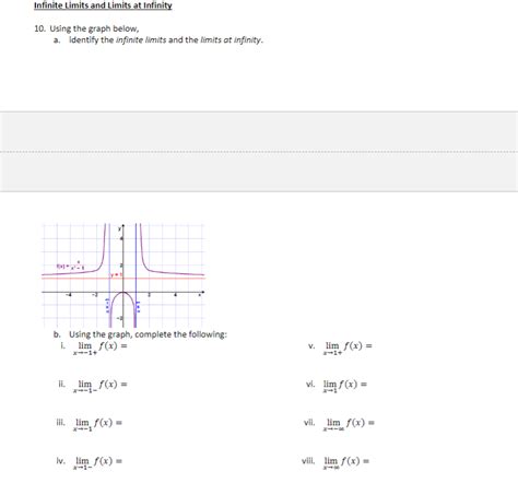 [Solved]: 10. Using the graph below, a. identify the infin