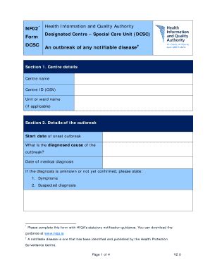 Fillable Online Nf Dcsc An Outbreak Of Any Notifiable Disease Form