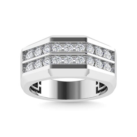 Diamond 1 Ct Tw Mens Wedding Band In 10k White Gold Unclaimed Diamonds