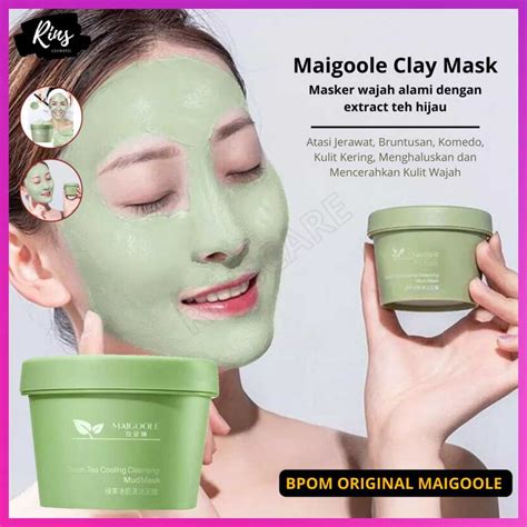 Jual Maigoole Green Tea Clay Mask Masker Wajah Bpom Cooling Cleansing