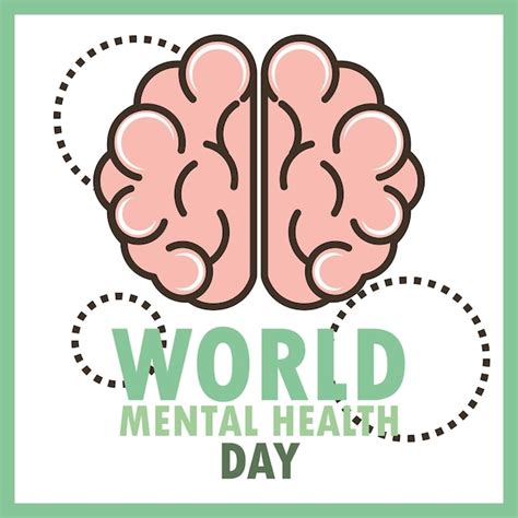 Premium Vector World Mental Health Day Young Woman With Human Brain