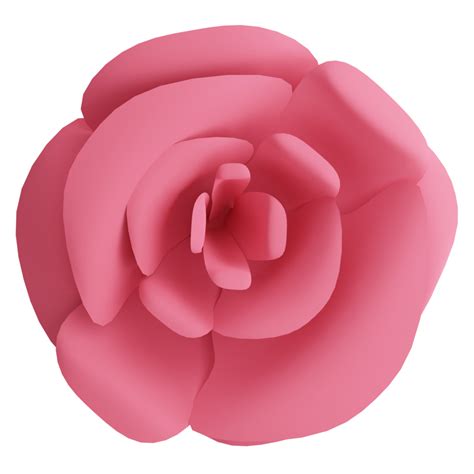 Valentine Pink Rose Top View Closeup Clipart Flat Design Icon Isolated