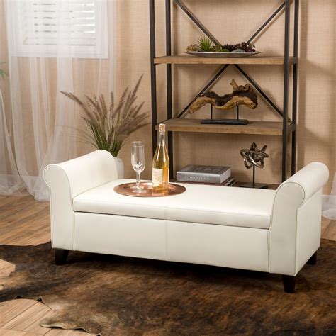 Danbury Contemporary Upholstered Storage Ottoman Bench With Rolled Arm