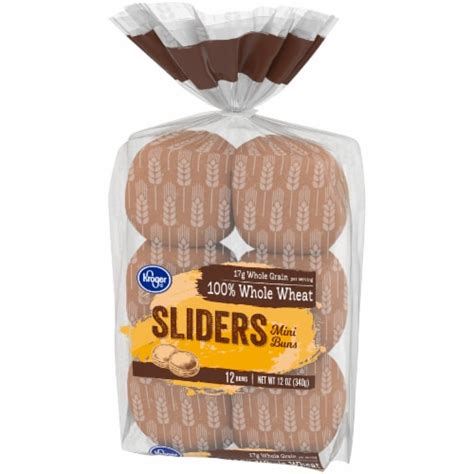 Kroger 100 Whole Wheat Sliders Buns 12 Ct 12 Oz Frys Food Stores