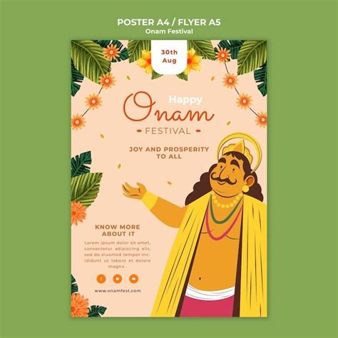 Free PSD | Vertical poster template for onam celebration | Poster ...