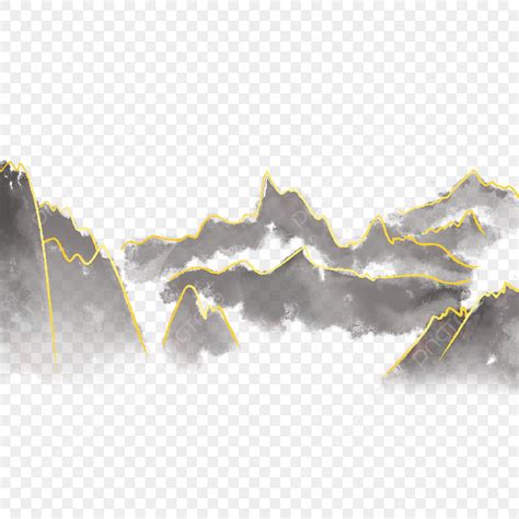 Chinese Feng Shui PNG Image Black Gold Chinese Feng Shui Ink Landscape