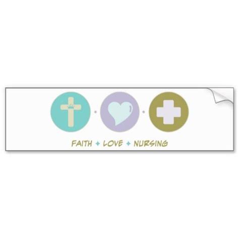 A Sticker With The Words Faith Love And Nursing In Two Different Colors