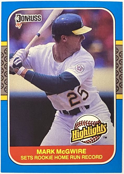 Mark McGwire 1987 Donruss Oakland A's Baseball Highlights Rookie Card ...