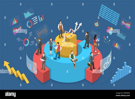 3d Isometric Flat Vector Conceptual Illustration Of Statistics And Financial Data Analysis