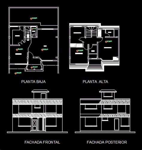 Casa Unifamiliar Niveles En Dwg Librer A Cad