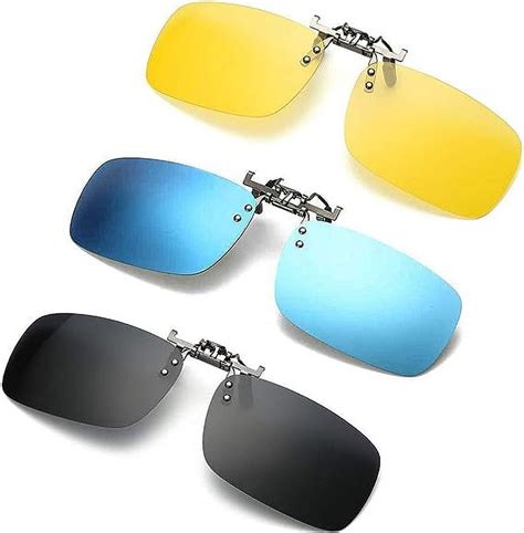 3 PACK Clip On Flip Up Polarized Lens For Prescription Glasses UV