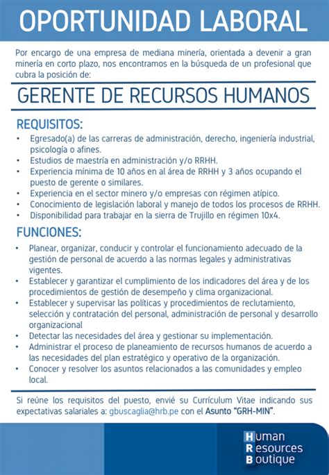 GERENTE DE RECURSOS HUMANOS Actualizado