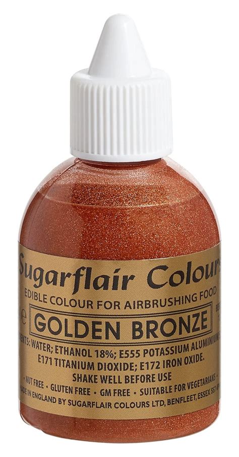 Sugarflair Golden Bronze Metallic Glitter Edible Airbrush Colour 60ml