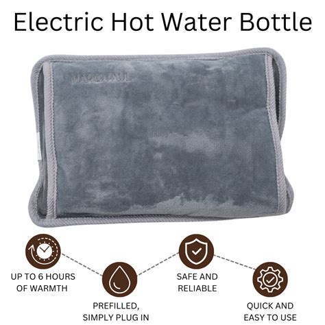 Electric Rechargeable Hot Water Bottle Grey Bed Hand Warmer Massaging