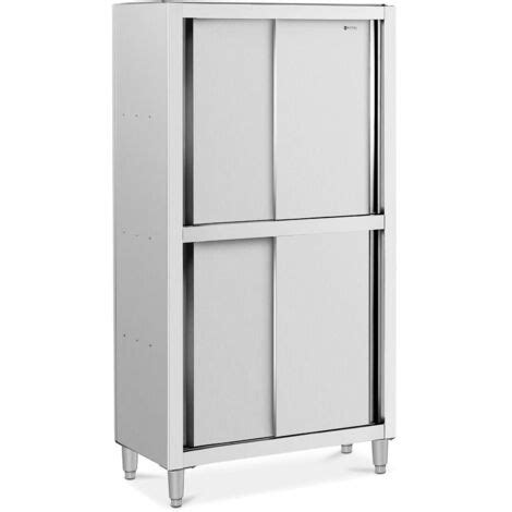 Armoire Sur Pied En Inox Meuble Cuisine Portes Coulissantes Largeur 100 Cm