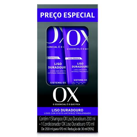 Kit Shampoo OX Liso Duradouro 200mL Condicionador 170mL Shopee Brasil