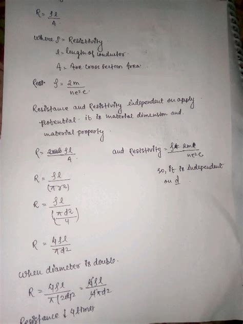 A Potential Difference V Is Applied Across A Conductor Of Length L And Diameter D How 1