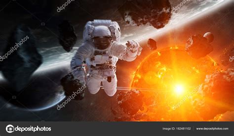 Astronauta flutuando no espaço elementos de renderização 3D desta