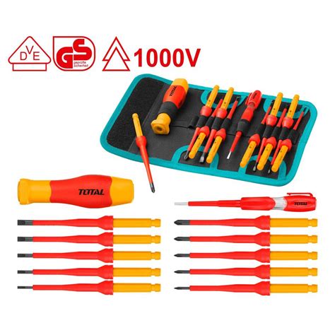 TOTAL 12 Pcs Interchangeable Insulated Screwdriver Set THKISD1201