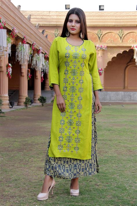 Green Cotton Pakistan Embroidered Kurti For Women Sleeveless Etsy