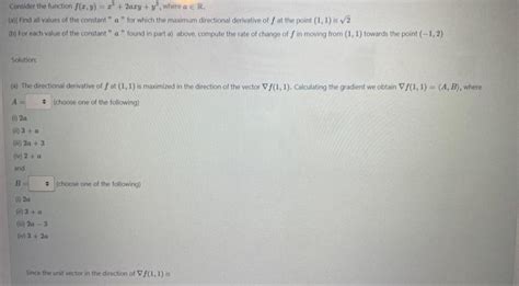 Solved Consider The Function F X Y X A X Y Y