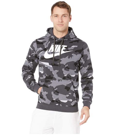 Nike Cotton Nsw Club Camo Pullover Hoodie In Gray For Men Lyst