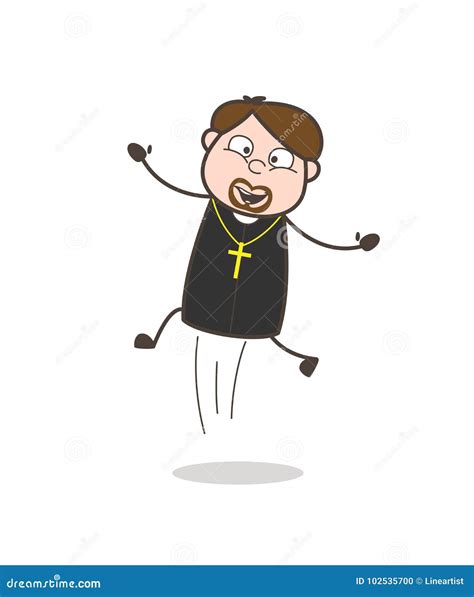 Karikatur Priester Jumping Pose Vector Stock Abbildung Illustration