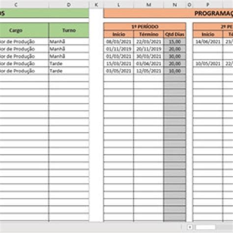 Planilha Programação De Férias