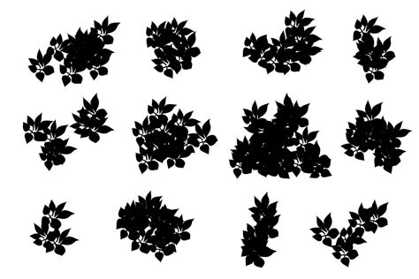 Bush Set Silhouette Black Bush Leaves 11051761 Vector Art At Vecteezy