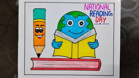 Reading Day Poster Drawing Vayana Dinam Poster Drawing National