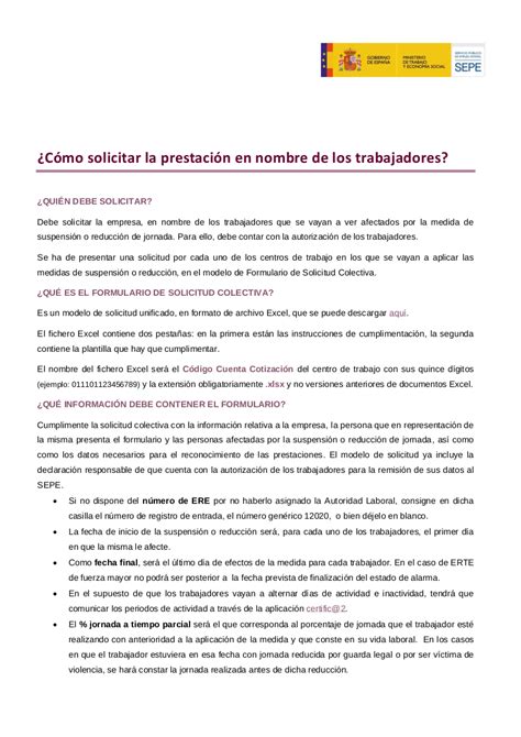 Cómo solicitar la prestación en nombre de los trabajadores