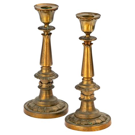 Antique Heavy French Brass Empire Candlesticks A Pair For Sale At Stdibs